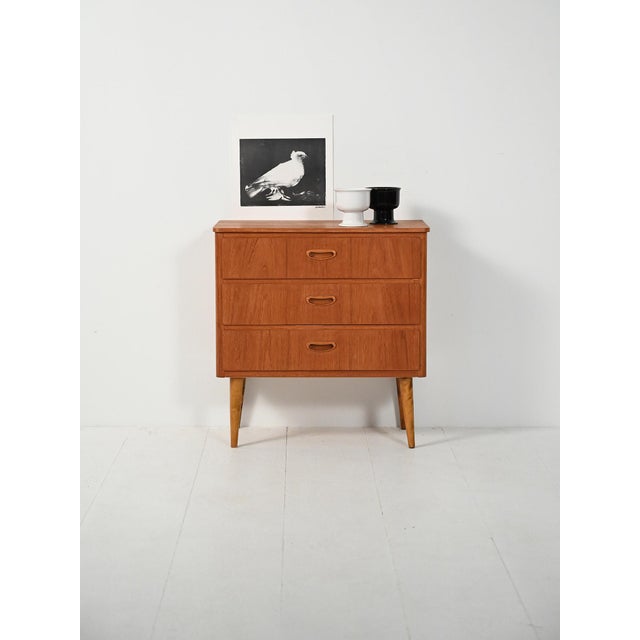 Scandinavian Teak Chest of Drawers with Turned Birch Legs, 1950s For Sale - Image 10 of 10
