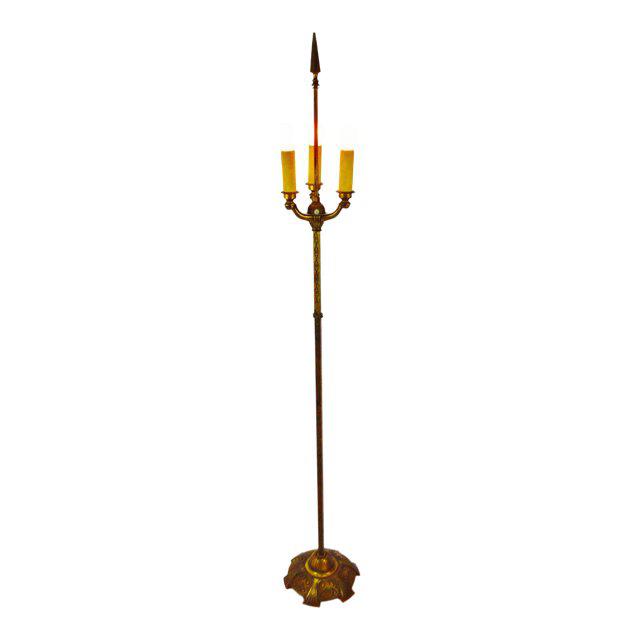Art Deco Rembrandt Etched Brass Floor Lamp Chairish