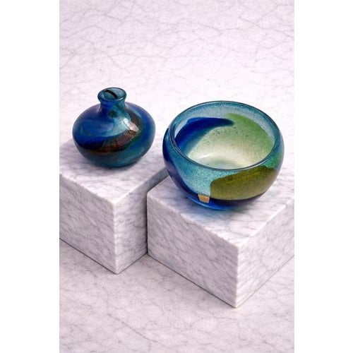 Abstracta Art Glass Vase and Bowl by Bengt Orup for Johansfors, Sweden, 1960s, Set of 2 For Sale - Image 4 of 9