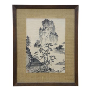 Mid 20th Century Hue of the Water Light on Peaks Ink Wash Painting After Tensho Shubun For Sale