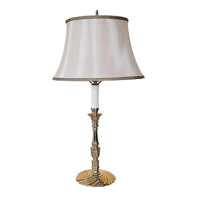 Vintage Glenn Nelson Brass Candlestick Table Lamp, Hollywood Regency Style, 28” Tall For Sale