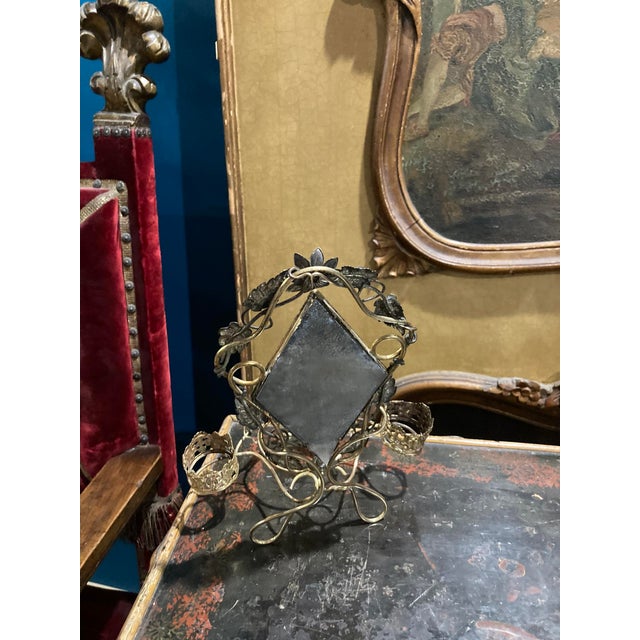 Late 19th Century Amazing Antique French Toleware Jewellery /Trinket Stand, Mirror & Glass Casket For Sale - Image 5 of 7