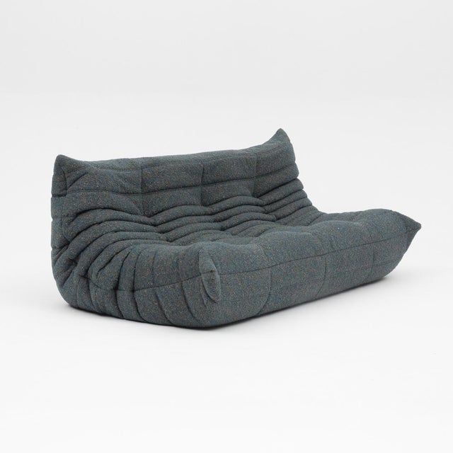 Togo Three-Seater Sofa in Green Bouclet by Michel Ducaroy for Ligne Roset For Sale - Image 10 of 17