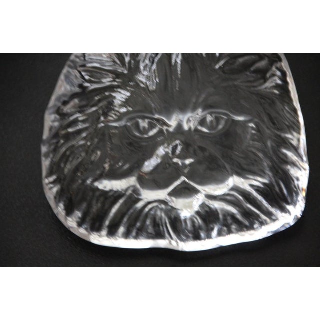Crystal Glass Cat Head Figurine Paperweight from Daum, France, 1970s For Sale - Image 9 of 14