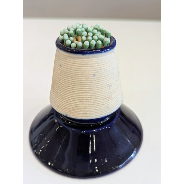 Mid-Century Modern Mid-Century Cobalt Blue Ceramic Match Striker For Sale - Image 3 of 4
