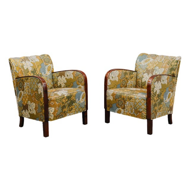 Vintage Art Deco Lounge Chairs in Birch and Pine, 1920s, Set of 2 For Sale