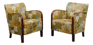 Vintage Art Deco Lounge Chairs in Birch and Pine, 1920s, Set of 2