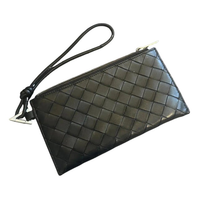 21st Century Black Leather Intrecciato Weave Clutch Wallet by Bottega Veneta For Sale