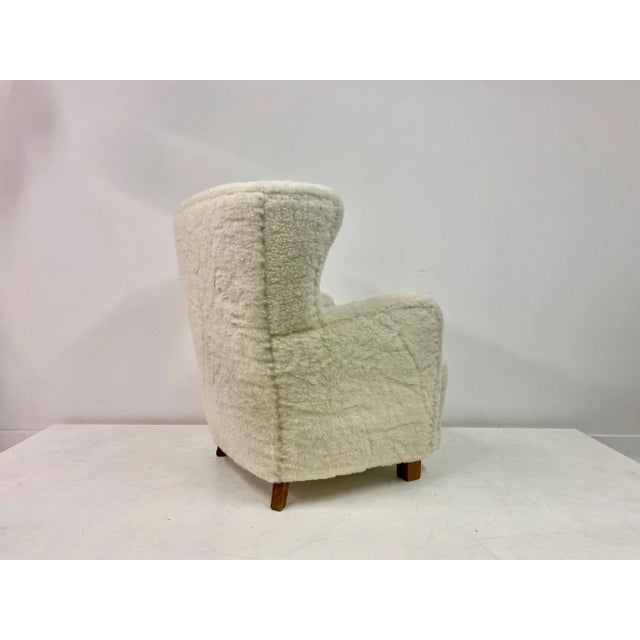 Large Danish Armchair in Lambswool For Sale - Image 4 of 15