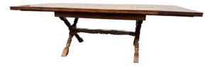Vintage Cushman Colonial Creations Farmhouse Style Solid Maple Sawbuck Table With Trestle Base With 2 Leaves