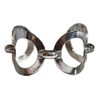 Late 20th Century Mod Sterling Silver Circle Cuff Bracelet For Sale