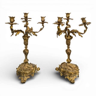 Vintage Gilt Bronze Candelabras, Set of 2 For Sale