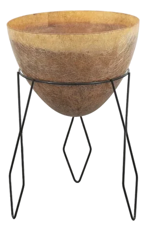 Mid Century Modern Planter Kimball Bullet Round Atomic Plant Stand Tan Fiberglass