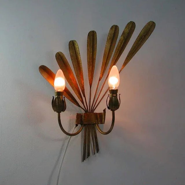 Mid-Century Spanish Gilt Sconce, 1950s For Sale - Image 9 of 11