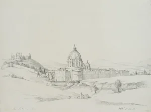 H. Wilhelmi, View of Saint Peter's in Rome, 1846, Pencil