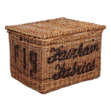 English Wicker Log Basket, 1890s For Sale