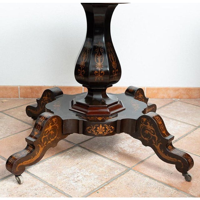 Wood Antique Center Table in Exotic Woods, Nice, 19th Century For Sale - Image 7 of 8