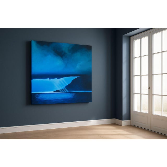 Textile Blue Thunder - Original Acrylic on Canvas For Sale - Image 7 of 11