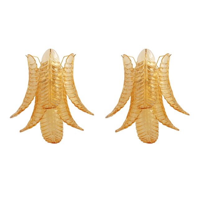 Vintage Wall Sconces in Amber Murano Glass, 1990s, Set of 2 For Sale - Image 12 of 12