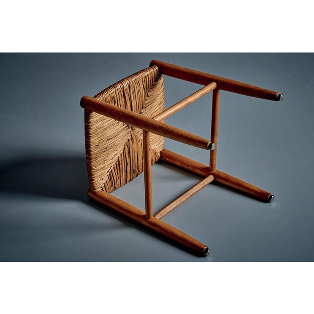 Beechwood Stools with Woven Rush Seats, France, 1950s, Set of 2 For Sale - Image 9 of 14