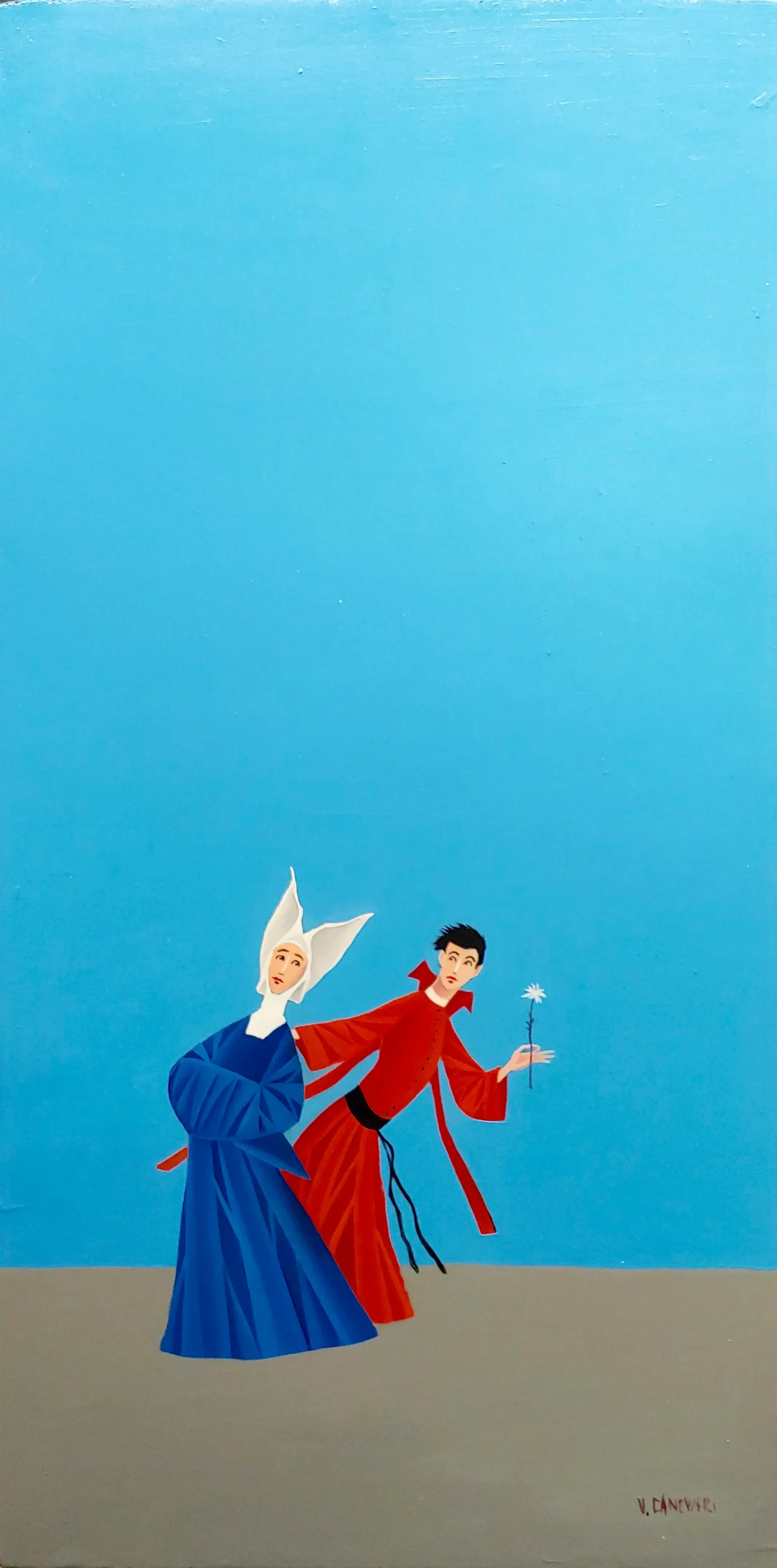 Veniero Canevari -Young Priest Flirting With a Nun-Oil Painting C