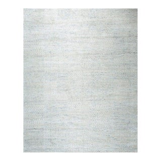 8x10 Green Hand-Knotted Silk Subtle Woven Texture Solid Open Field Carpet Rug For Sale