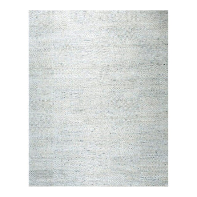 8x10 Green Hand-Knotted Silk Subtle Woven Texture Solid Open Field Carpet Rug For Sale