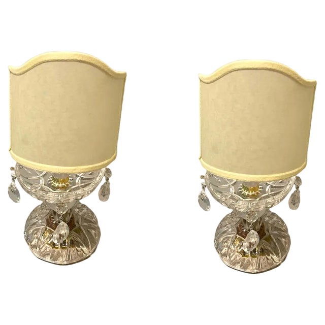 Italian Crystal Table Lamps, 1960s, Set of 2 For Sale