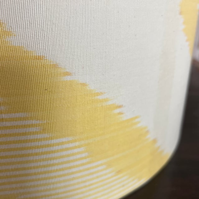 2020s Pale Yellow Silk Ikat Drum Lamp Shade For Sale - Image 5 of 6