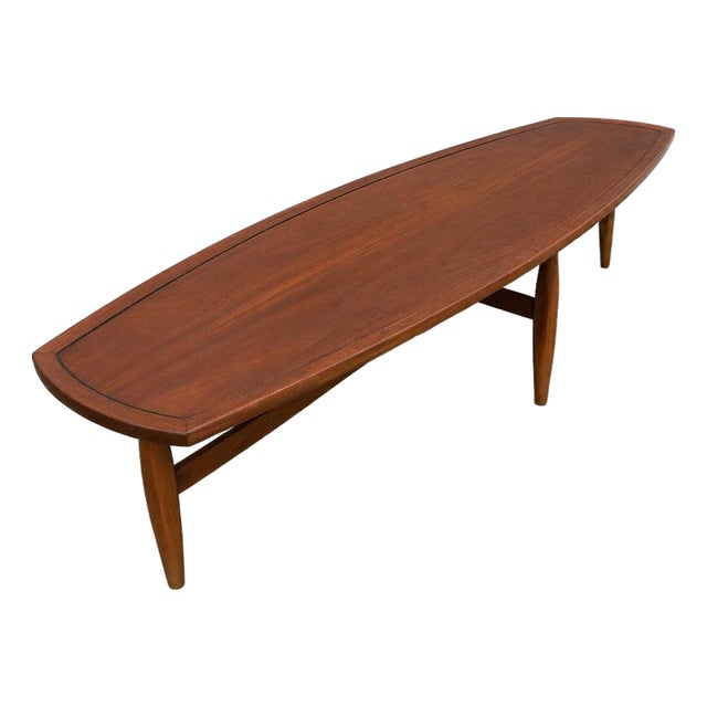 Vintage Mid-Century Modern Drexel Declaration Surfboard Coffee Table - Attributed For Sale
