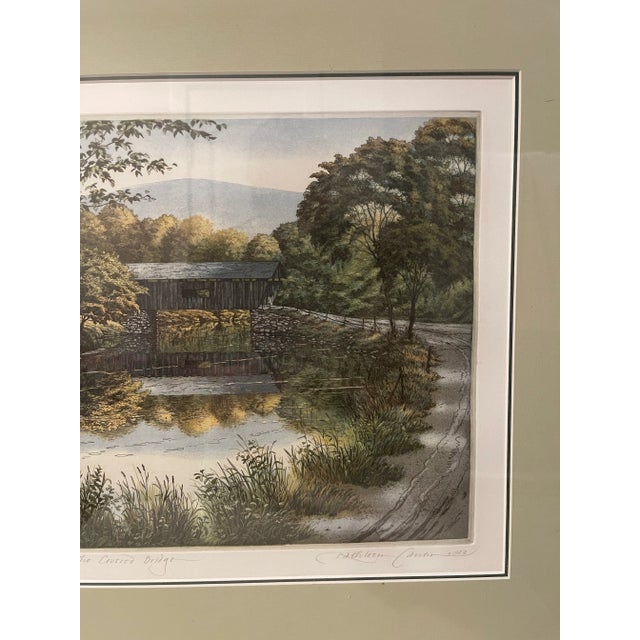 Paper Late 20th Century Canten, Kathleen. “The Covered Bridge” Limited Edition Lithograph (27/260) of an Original Intaglio Etching For Sale - Image 7 of 12