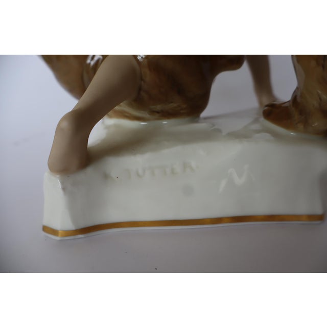 Brown Porcelaine Stautue by Karl Tutter for Hutschenreuther, 1940 For Sale - Image 8 of 9