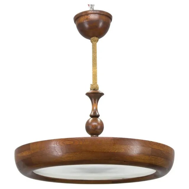 Large Art Deco Wooden UFO Pendant, 1930s For Sale - Image 13 of 13