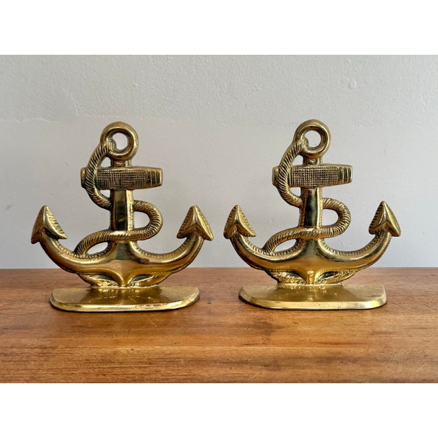 Solid Cast Brass Nautical Anchor Bookends For Sale - Image 6 of 6