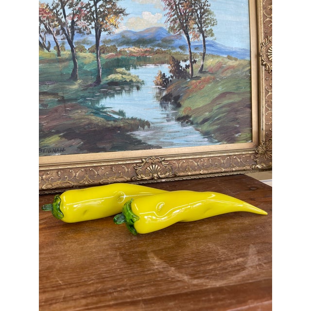 Italian Pair of Vintage Italian Murano Art Glass Yellow Banana Peppers.. For Sale - Image 3 of 10