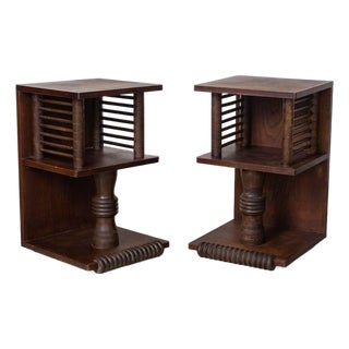 Pair of 1940s French Oak End Tables Attributed to Charles Dudouyt For Sale