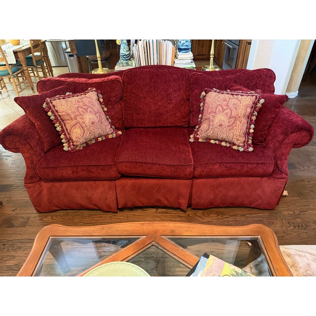 This vintage 2004 Ethan Allen camelback sofa is in exceptional/very good to excellent condition. It has been lightly used...