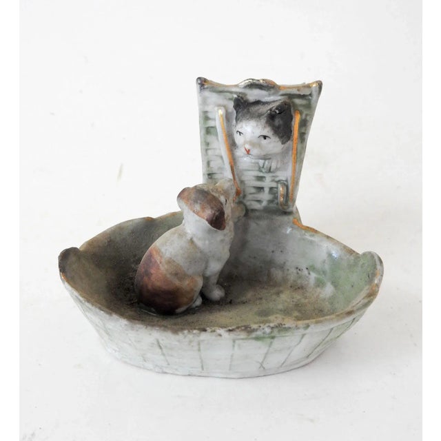 Ceramic Vintage Match Striker Holder Porcelain Cat & Dog For Sale - Image 7 of 7