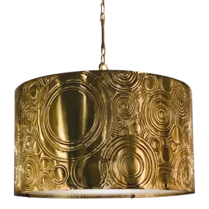 Currey & Co. Modern Embossed Geometric Brass Finished Drum Pendant Prototype