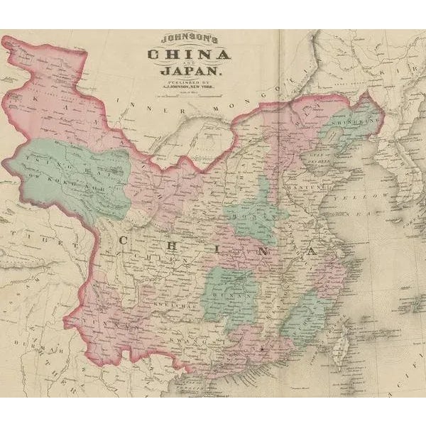 Antique Map of China and Japan by Johnson, 1872 For Sale - Image 3 of 5