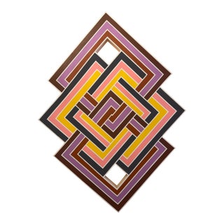 American Artist Joseph Kremer Abstract Geometric Hard Edge Acrylic on Canvas Painting Wood Frame Signed and Dated For Sale