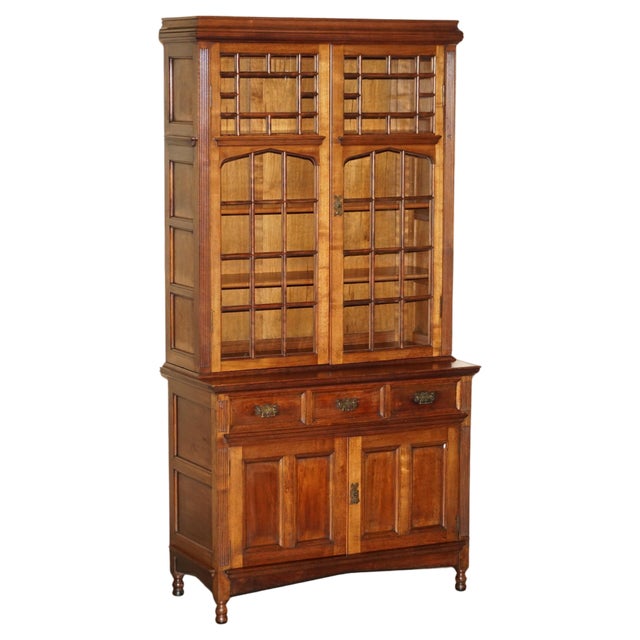 Antique Victorian Astral Glazed Bookcase Cabinet by Jas Shoolbred For Sale