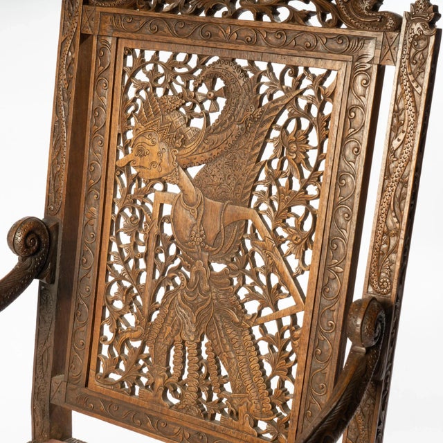 Brown Early 20th Century Pierce Carved Wayang Kulit Teak Chairs - a Pair For Sale - Image 8 of 10