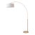 1960s Nova of California Float Brass Floor Lamp - 92" Modern Arc Lamp, Fabric Drum Shade, Dimmable For Sale