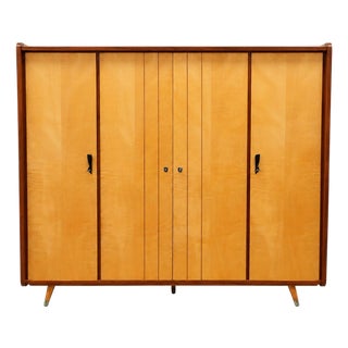 Mid-Century Wardrobe with Shelving and Hanging Sections For Sale
