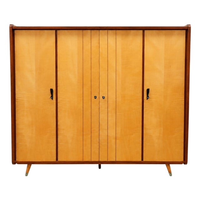Mid-Century Wardrobe with Shelving and Hanging Sections For Sale