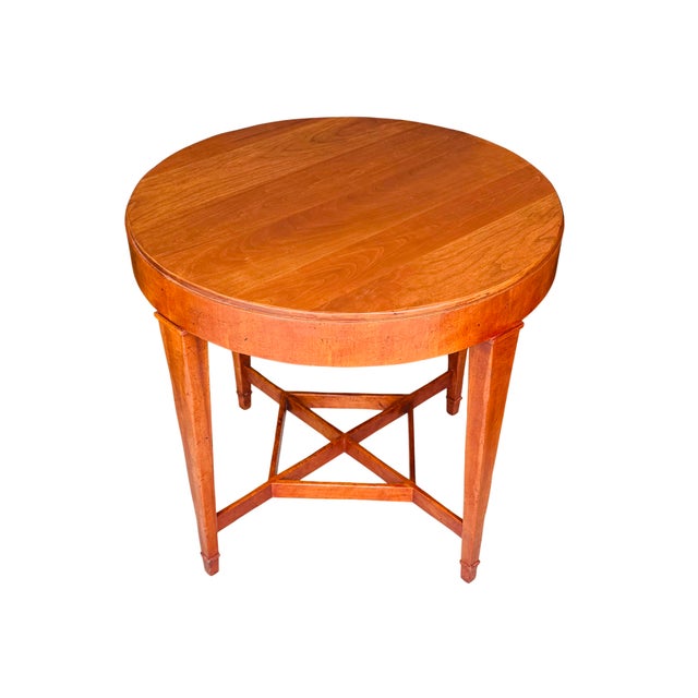 Baker Furniture Company Late 20th Century Baker Furniture Milling Road Federal Regency Cherry Toned Round Side Table | Vintage Occasional Tea Table For Sale - Image 4 of 14