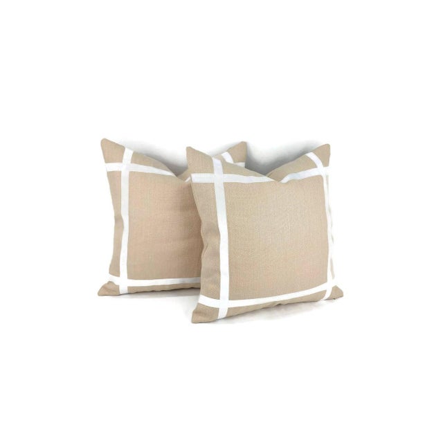 Light peach heavy linen embellished with grosgrain ribbon on the edges to give a cute touch. The ribbon makes others look...