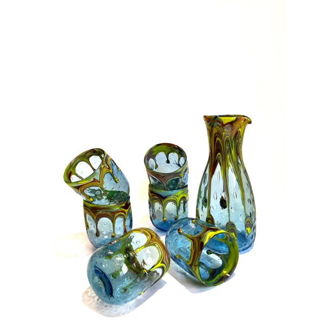 Blue Drinking Set by Maryana Iskra for Ribes Studio, Set of 7 For Sale - Image 8 of 18