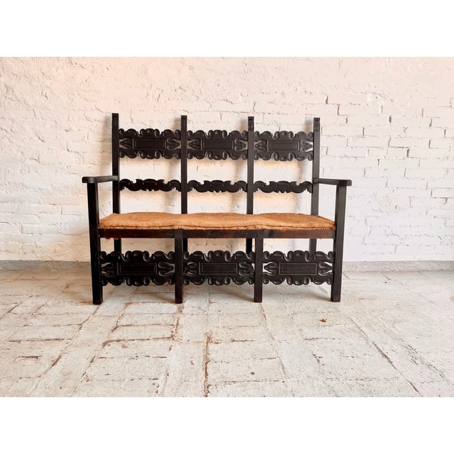 Vintage Italian Bench with Carvings, 1930s For Sale - Image 10 of 10